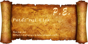 Petényi Elek névjegykártya