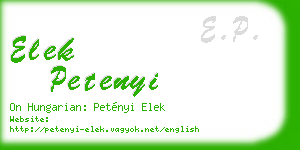 elek petenyi business card