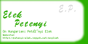 elek petenyi business card